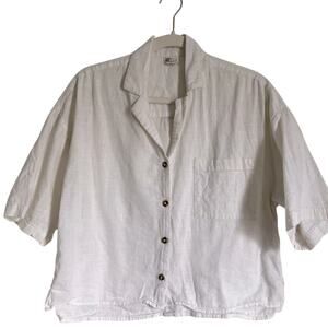 Billabong Cotton Button up casual Shirt Small Short Sleeve Top white
